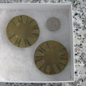 Great Gold Pierced Earrings with Raised Design